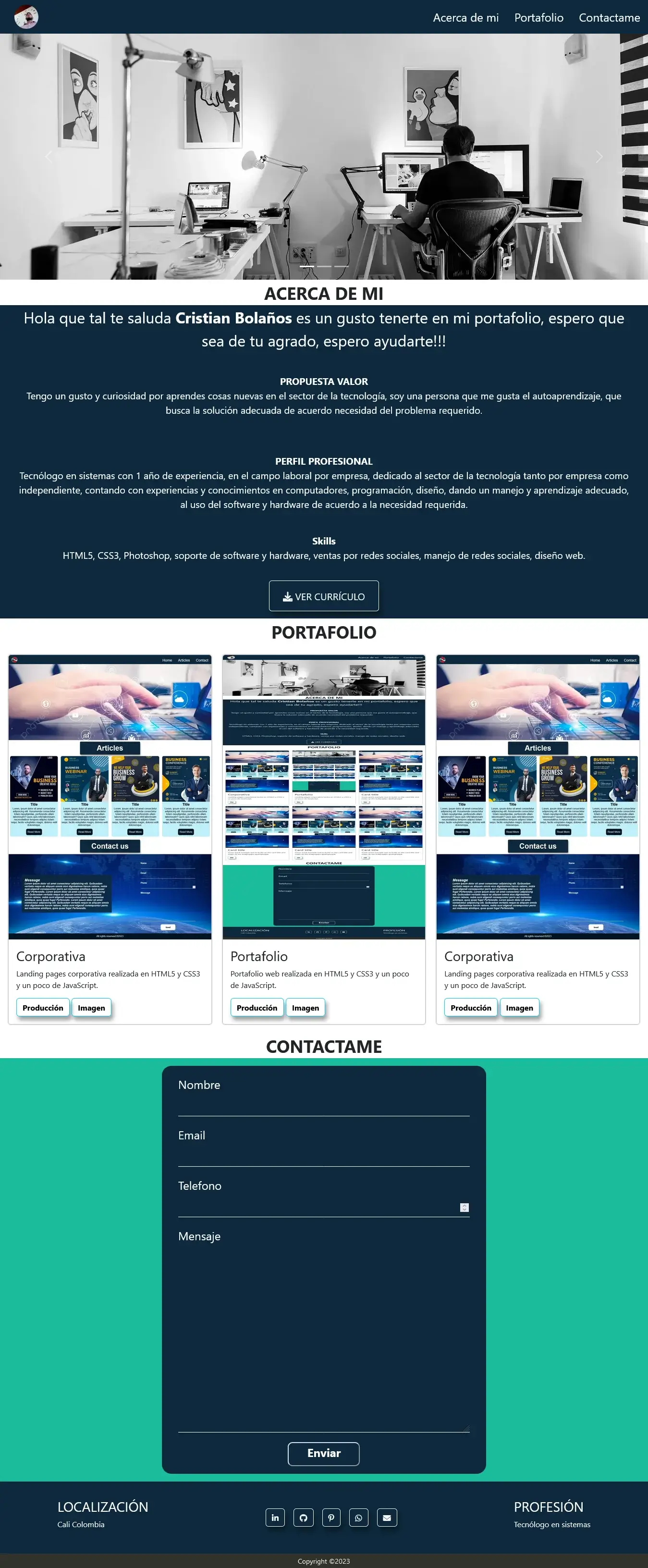 Landing Pages portafolio
